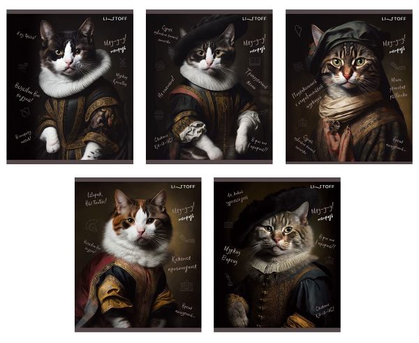 Тетрадь Listoff Пушистые аристократы A5 клетка в ассортименте 48 л