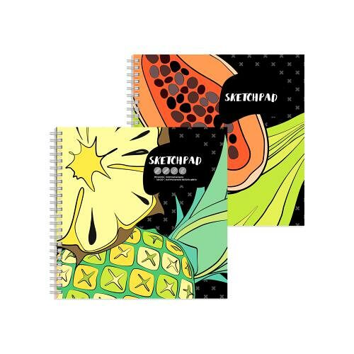 Sketchpad 80л Фрукты твердая обложка на гребне 19.5*19.5см 1шт., в ассортименте