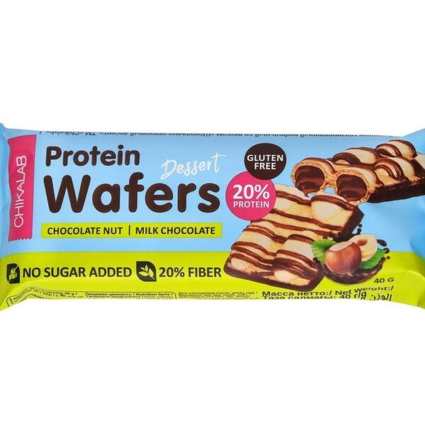 Батончик вафельный Chikalab Protein Wafers шоколадно-ореховый десерт 40г