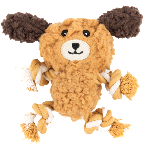 Игрушка AROMADOG Rescue для собак Собачка с канатами с пищалкой, рыжий 15 см