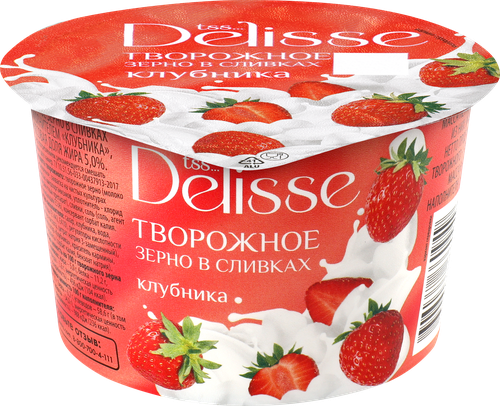 

Творожное зерно в сливках Delisse клубника 5%, без змж, 130 г