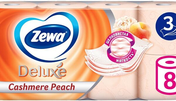 Туалетная бумага Zewa Deluxe Аромат Персика 8 рулонов 3 слоя