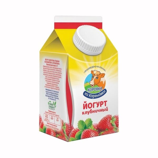 Йогурт питьевой Коровка из Кореновки Клубника 2.1% БЗМЖ 450г