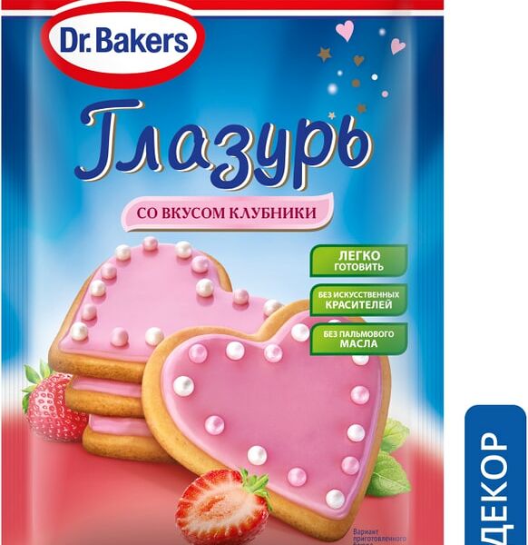 Смесь пищевая Dr.Bakers Глазурь со вкусом клубники 90г