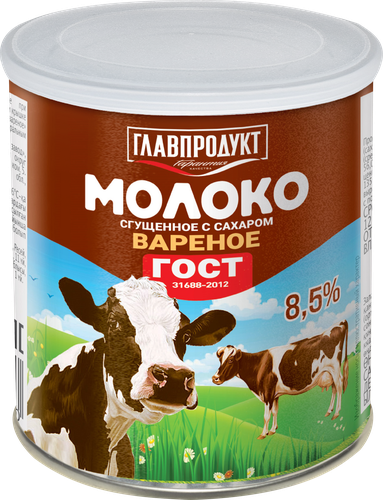 

Молоко сгущенное Главпродукт вареное с сахаром 8.5%, 380 г