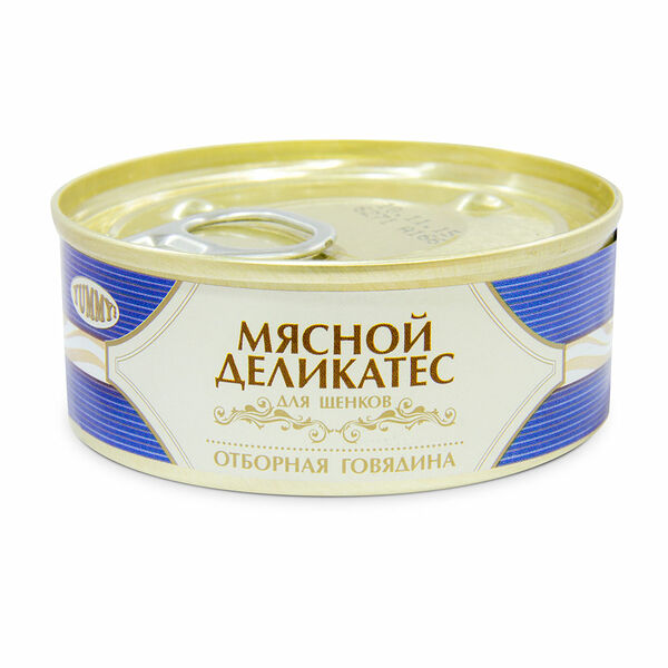 Мясной Деликатес консервы для щенков, с натуральной говядиной в желе