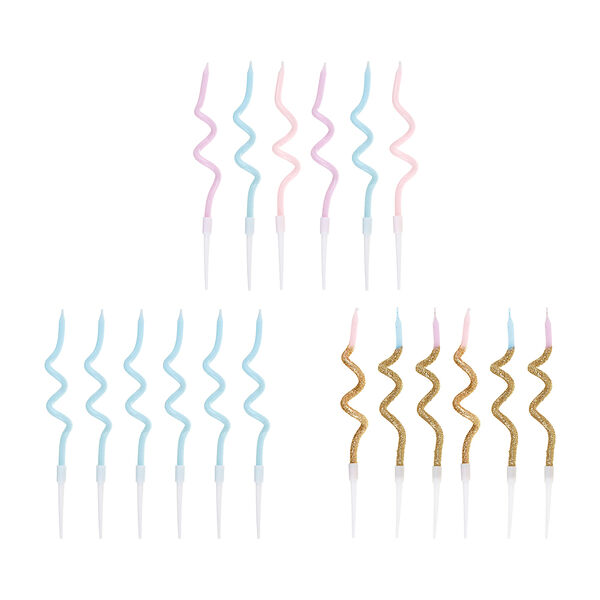 Набор витых свечей для торта Fntastic с глиттером