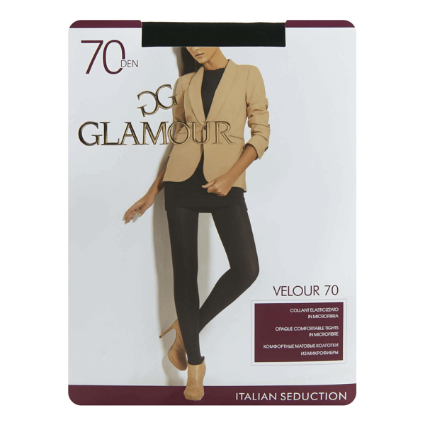 Женские колготки Glamour Velour 70 den Nero 5 размер
