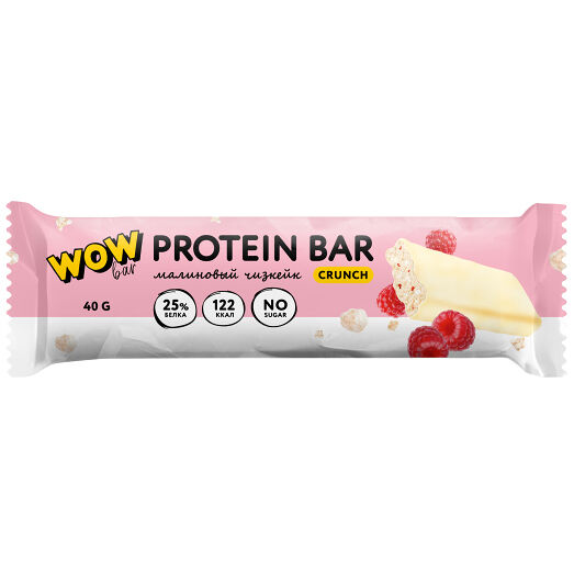 WOWBAR Protein Bar Crunch 40 г малиновый чизкейк