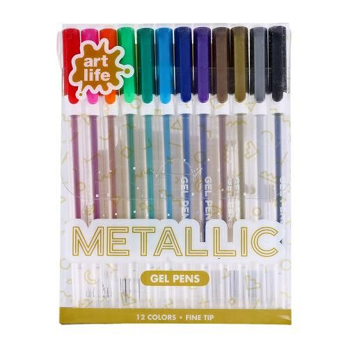 Набор гелевых ручек 12 цветов глиттер металлик в ассортименте