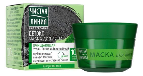 

Маска для лица Чистая Линия Фитосалон Очищение Чёрная ель и уголь 45 мл