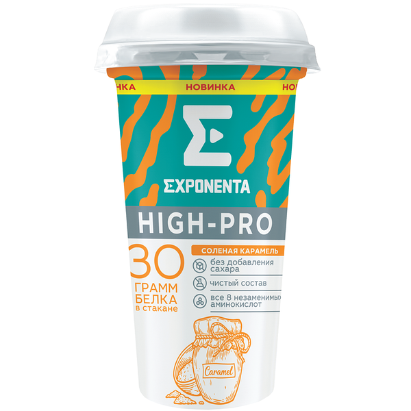 Напиток кисломолочный Exponenta High-Pro обезжиренный с высоким содержанием белка со вкусом соленая карамель 250г