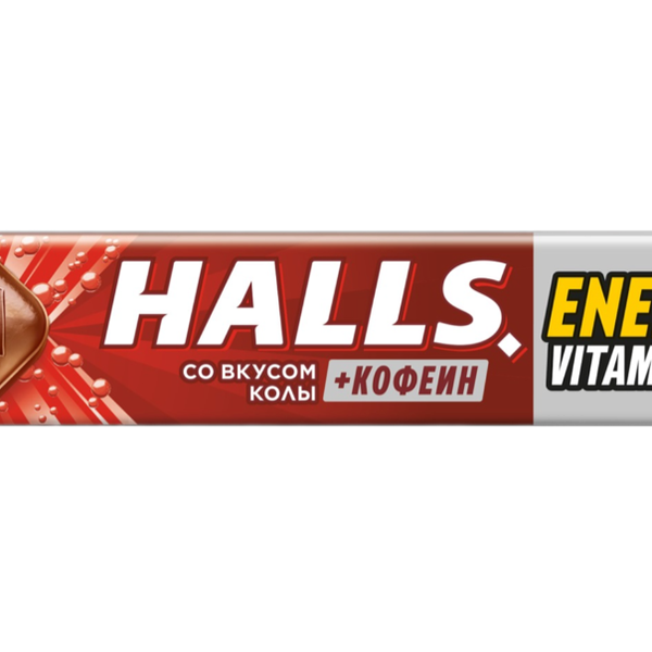 Карамель леденцовая Halls кола с кофеином и витамином В6, 25 г