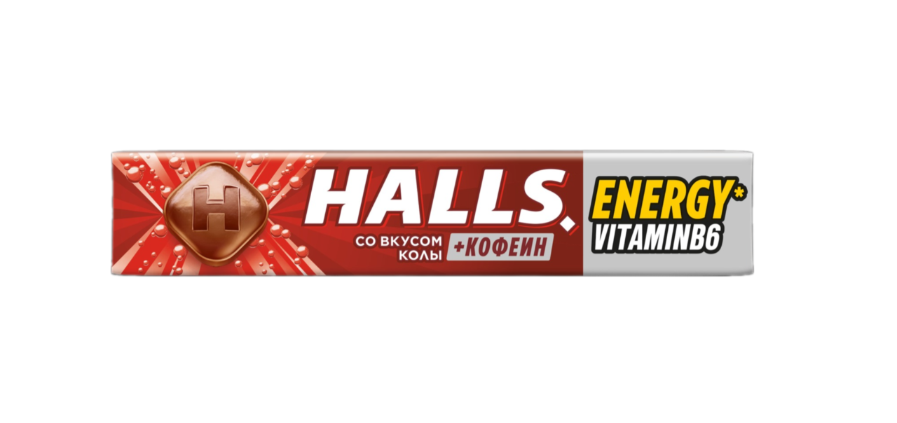 

Карамель леденцовая Halls Energy кола с кофеином и витамином В6 25 г