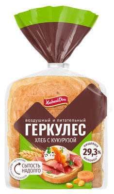 Хлеб Хлебный дом Геркулес с кукурузой нарезка 255 г