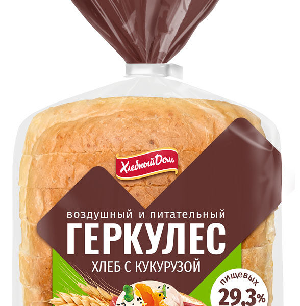 Хлеб Хлебный дом Геркулес с кукурузой нарезка 255 г