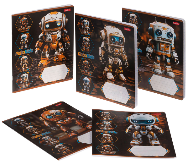 Тетрадь Hatber Робо на скобе в линейку А5, 18 л, в ассортименте