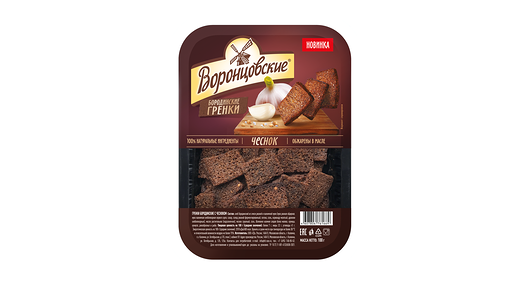 Гренки Воронцовские Бородинские с чесноком, 100 г