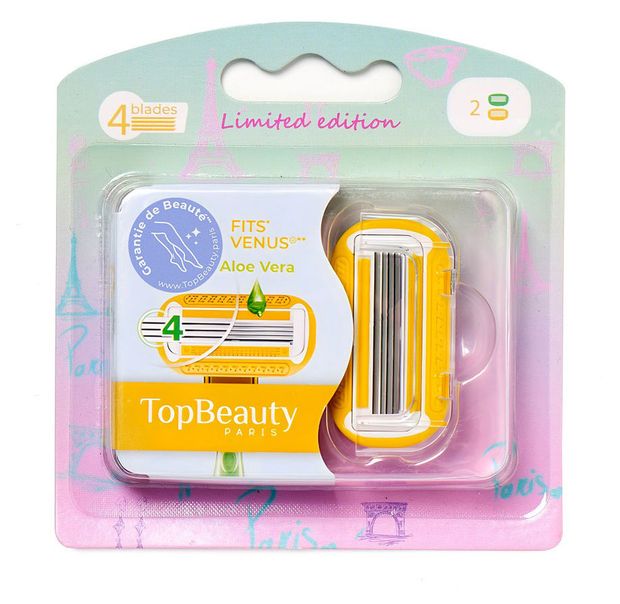 

Cменные кассеты женские TopBeauty Paris 4 лезвия, 2 сменные кассеты