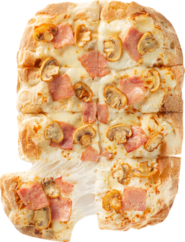 

Пицца с ветчиной и грибами 300 г