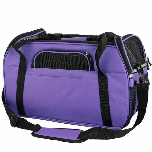 Сумка-переноска для животных Не Один Дома Тревел фиолетовый 48*25*33см