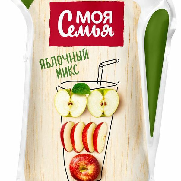 Напиток сокосодержащий Моя Семья Яблочный микс, 175 мл