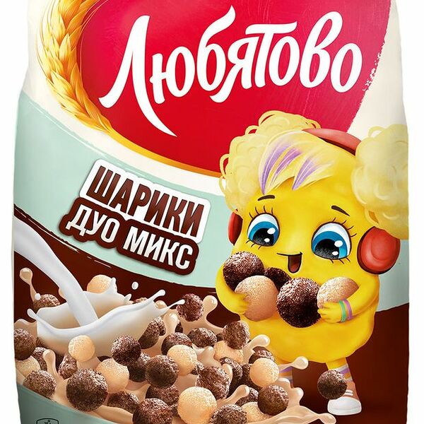 Готовый завтрак ЛЮБЯТОВО Дуо Микс Шарики шоколадные
