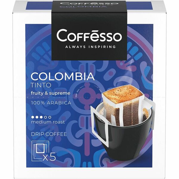 Кофе Coffesso Colombia Tinto молотый дрип-пакет 5 шт. х 10 г