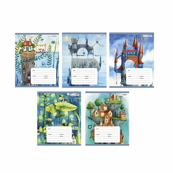 Тетрадь школьная Listoff Сказочная страна А5 24 листа в клетку на скрепке в ассортименте