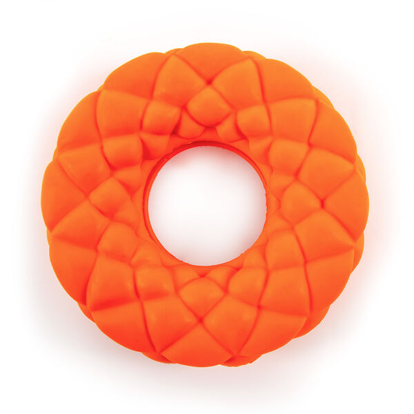Игрушка для собак SkyRus резиновая Кольцо с пузырями, оранжевая, 11х11х3.3 см