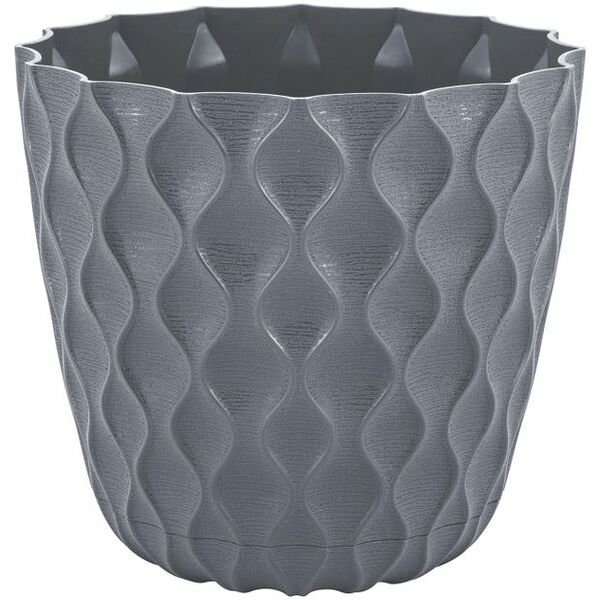Горшок для цветов InGreen Wave с дренажной сеткой и съемным поддоном D175 мм вулканический серый, 2,5 л