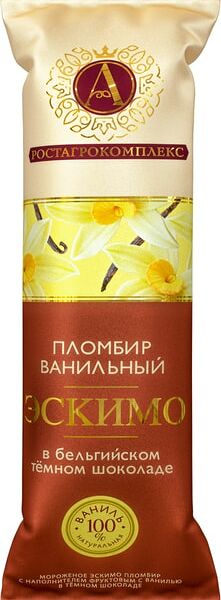 Мороженое А.РостАгроКомплекс Пломбир Эскимо с ванилью в темном шоколаде 15% 65г