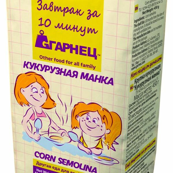 Манка кукурузная Гарнец Завтрак за 10 минут без глютена, 450г