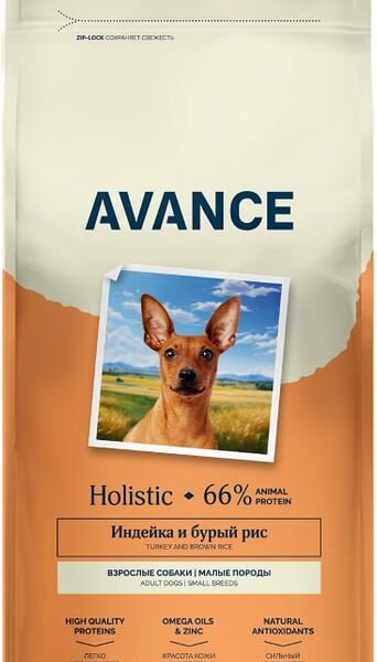 Сухой корм для собак Avance Mini Adult для малых пород с индейкой и бурым рисом 800г