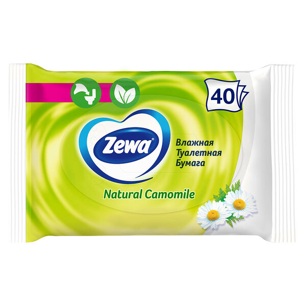Влажная туалетная бумага Zewa Ромашка 40 шт