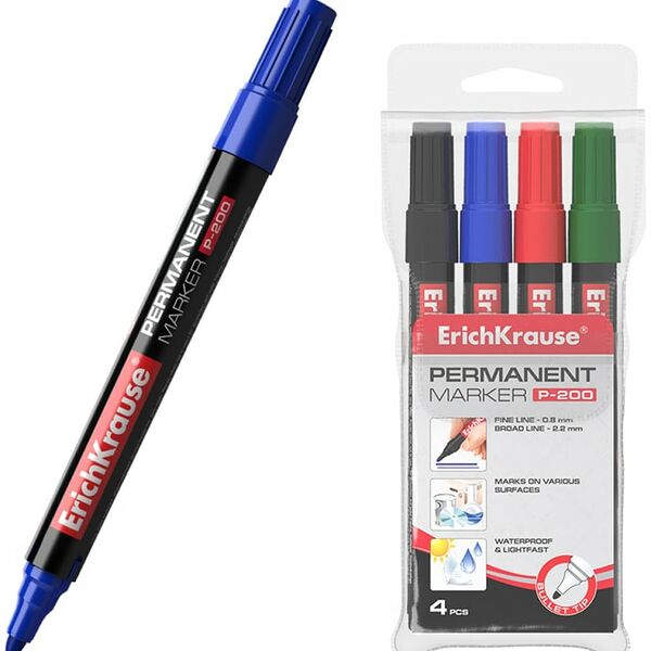 Набор маркеров ErichKrause P-200 перманентные 4шт