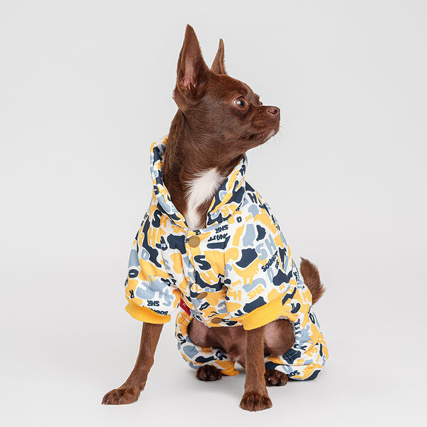 Комбинезон для собак, M, серо-желтый (мальчик)