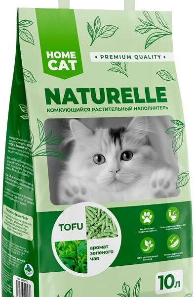 Наполнитель для кошачьих туалетов Homecat Naturelle с ароматом зеленого чая 10л