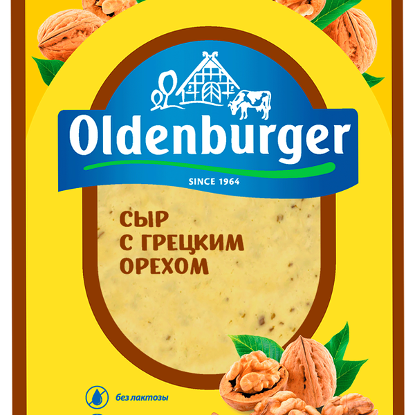 Сыр полутвердый Oldenburger (Олденбургер) с грецким орехом нарезка 50%