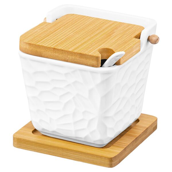 Банка для сыпучих продуктов Elan Gallery Витраж, 300 мл, фарфор/бамбук