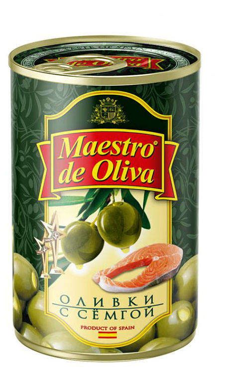 

Оливки Maestro de Oliva зеленые фаршированные семгой 300 г