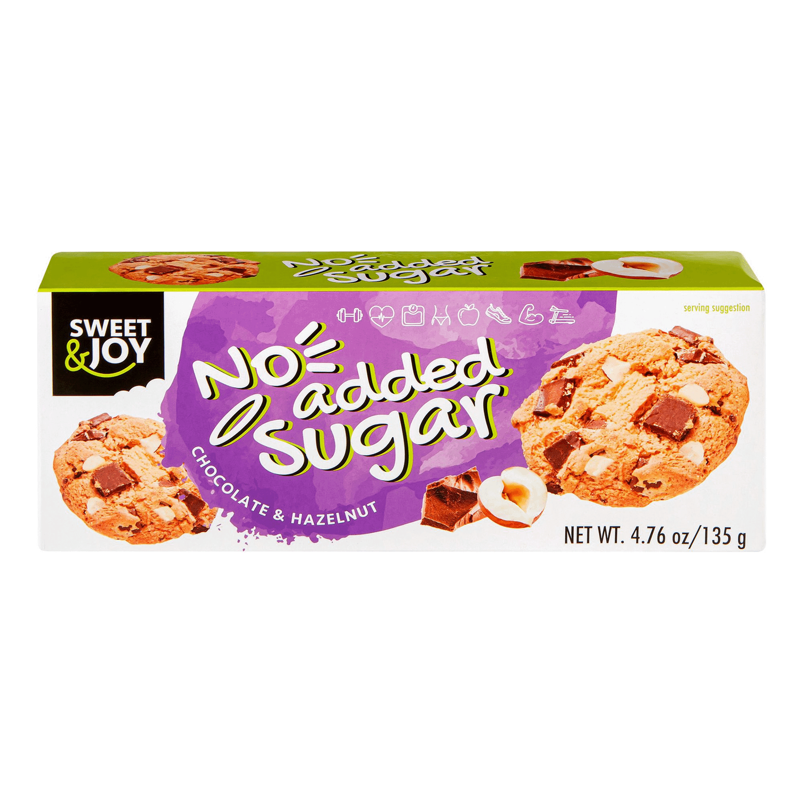 

Печенье сдобное SWEET&JOY с шоколадом и орехами, без сахара 135 г