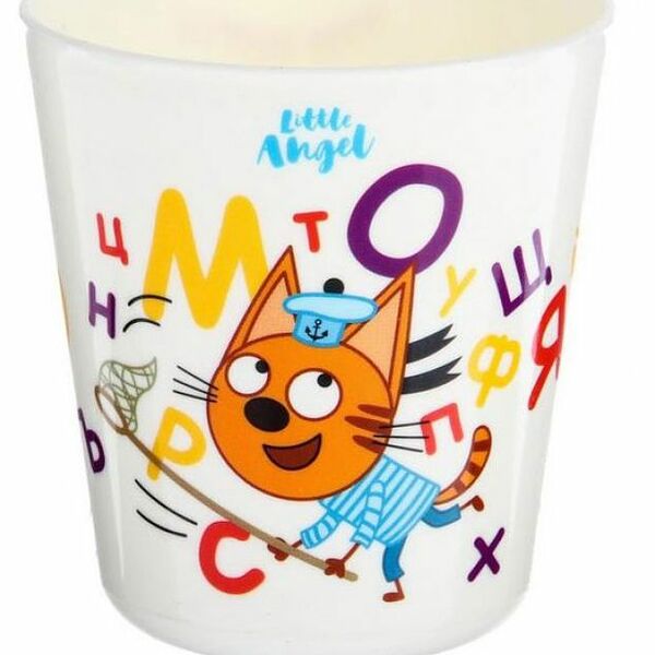 Стакан детский Little Angel Три кота пластиковый, 270 мл