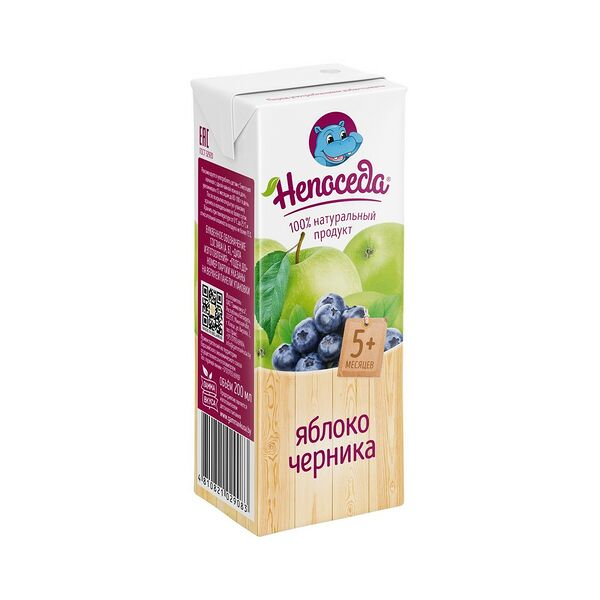 Нектар Непоседа из яблок и черники с мяк с 5мес 200мл ДП