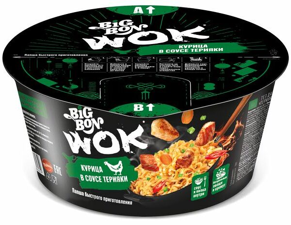 Лапша быстрого приготовления BigBon Wok Курица в соусе терияки 85 г