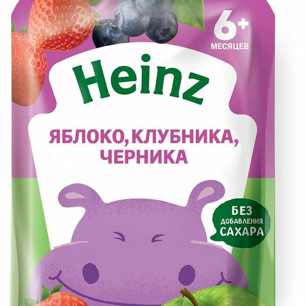 Пюре фруктовое HEINZ яблоко, клубника и черника 90г