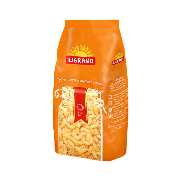 Макаронные изделия Ligrano Рожки рифленые грБ 0,9кг