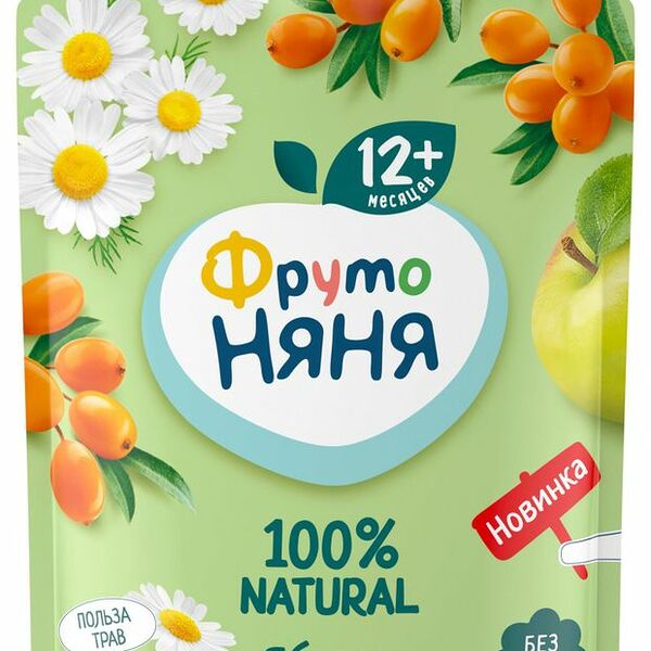 Пюре ФрутоНяня из яблок и облепихи с ромашкой, 90 г