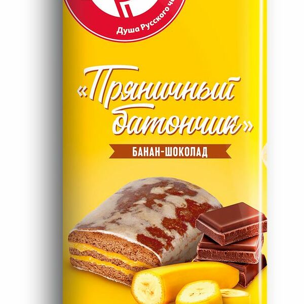 Батончик пряничный АШАН Красная птица банан-шоколад, 90г