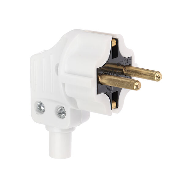 Forza вилка штепсельная с заземляющим контактом в16-001, 16a, 250в, белая